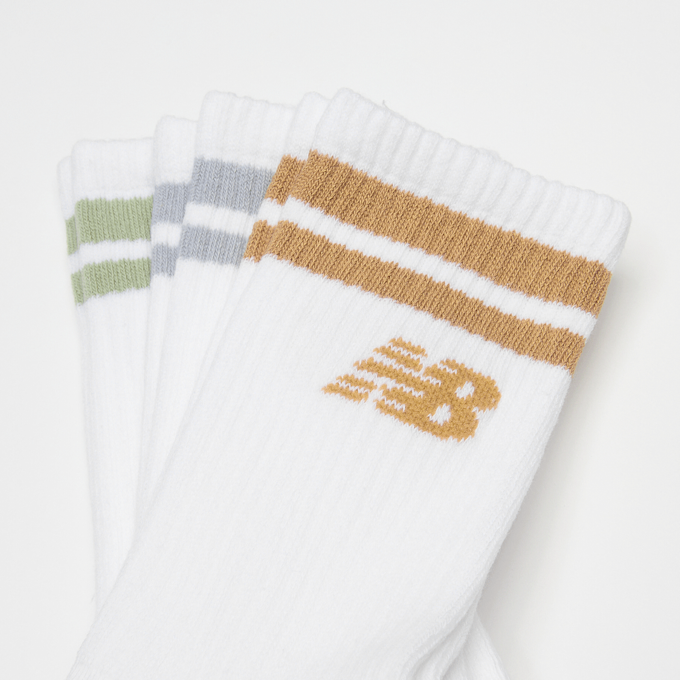 New Balance 3 PACK - EVERYDAY STRIPE MIDCALF -  white blanc 48235 2