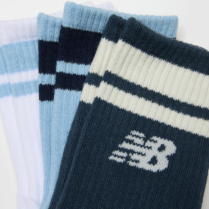 New Balance 3 PACK - KIDS EVERYDAY STRIPE SEASONAL MIDCALF -  white/blue blauw 48243 2