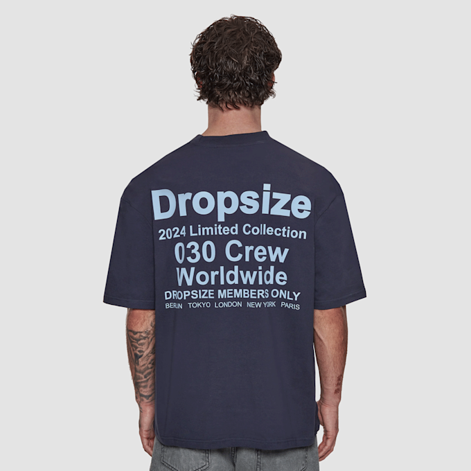 DropSize Heavy Oversized World Wide T-Shirt bleu 48885 1
