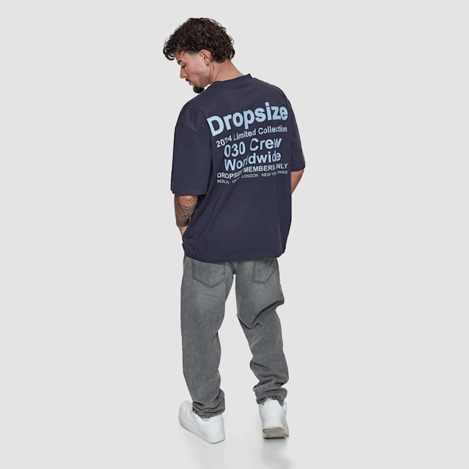 DropSize Heavy Oversized World Wide T-Shirt bleu 48885 4