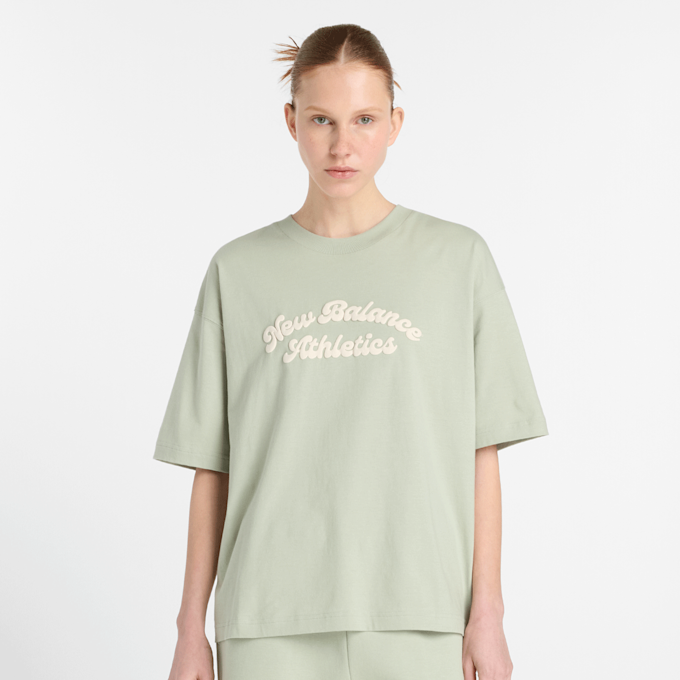 New Balance LINEAR HERITAGE OVERSIZED T-SHIRT green verde 49072 1