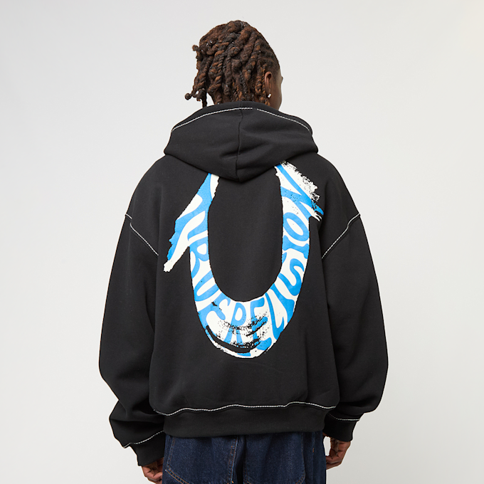 True Religion HS PAINT CINCHED BIG T ZIP UP JET BLACK nero 49267 1