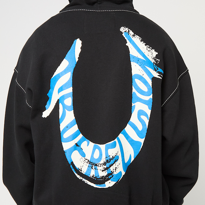 True Religion HS PAINT CINCHED BIG T ZIP UP JET BLACK noir 49267 4