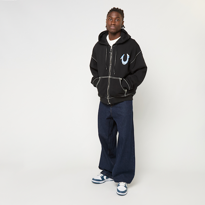 True Religion HS PAINT CINCHED BIG T ZIP UP JET BLACK schwarz 49267 5