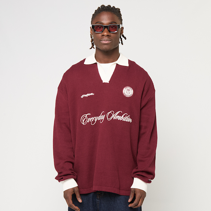 Pegador Yemo Regular Longsleeve Knit Trikot Maroon Red weiß 49810 1
