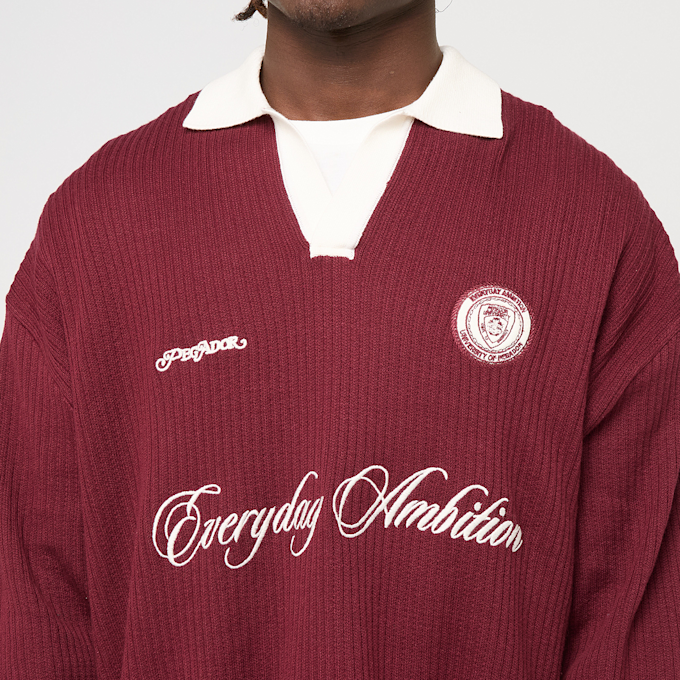 Pegador Yemo Regular Longsleeve Knit Trikot Maroon Red weiß 49810 3