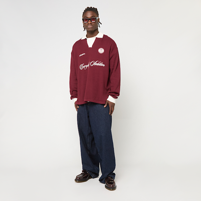 Pegador Yemo Regular Longsleeve Knit Trikot Maroon Red weiß 49810 4
