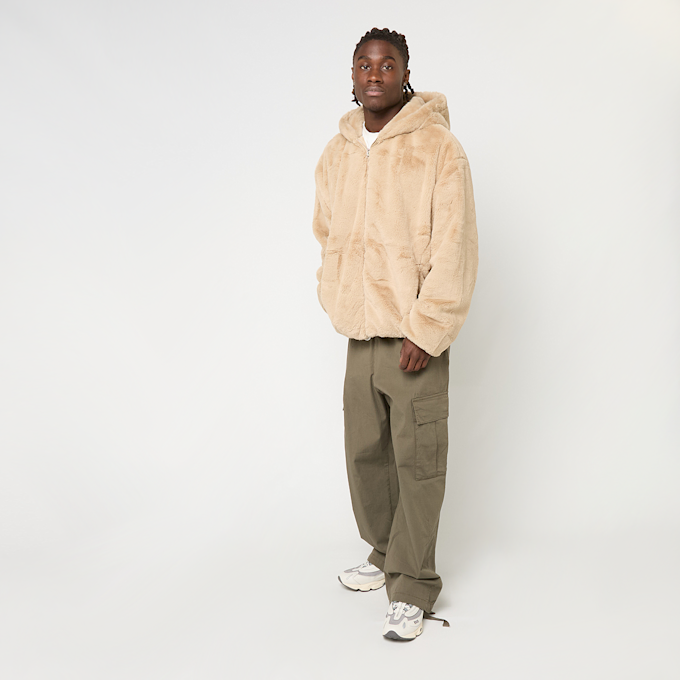 Urban Classics Full Zip Faux Fur Hoodie beige 61363 4