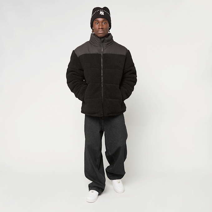 Urban Classics Fabric Mix Teddy Puffer Jacke schwarz 61366 4