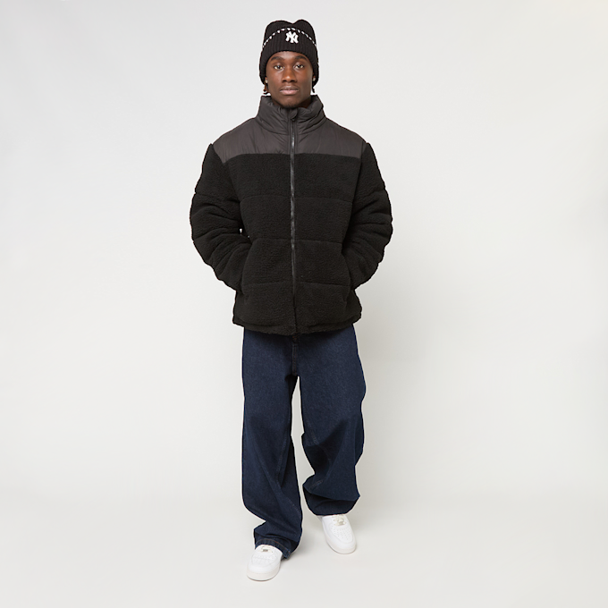 Urban Classics Fabric Mix Teddy Puffer Jacket black jaune 61366 4