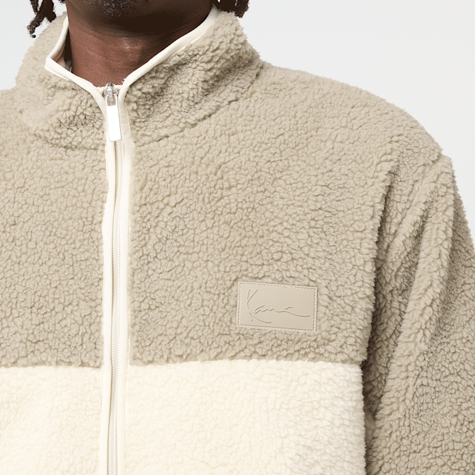 Karl Kani Signature Rubber Patch Teddy Zip Jacket beige 61447 3