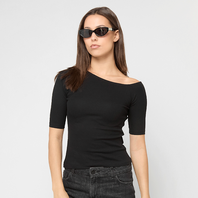 Urban Classics Ladies Organic Asymmetric Rib Tee negro 92775 1