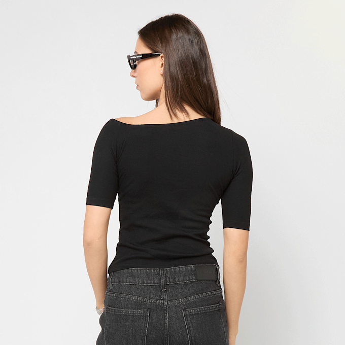 Urban Classics Ladies Organic Asymmetric Rib Tee negro 92775 2