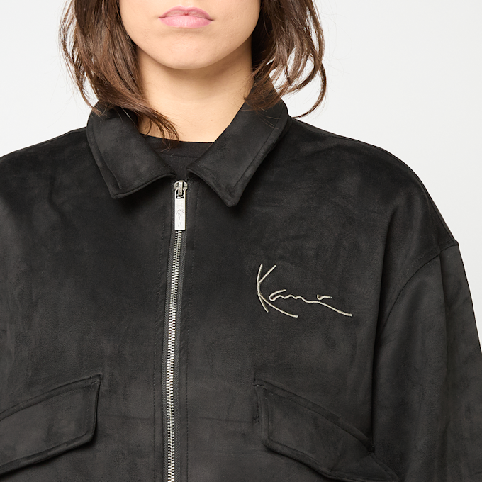 Karl Kani Signature Faux Suede Oversized Bomber Jacket zwart 92791 3