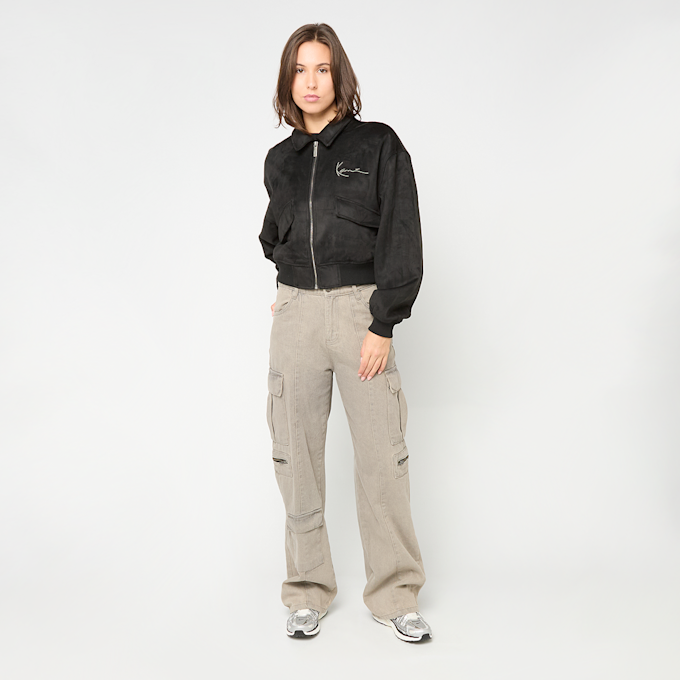 Karl Kani Signature Faux Suede Oversized Bomber Jacket zwart 92791 4