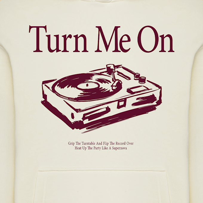 Mister Tee Turn Me On Record Player Fluffy Hoody beige 93459 3