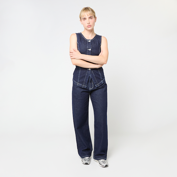 Decibel Buttoned Denim Vest blauw 95168 4
