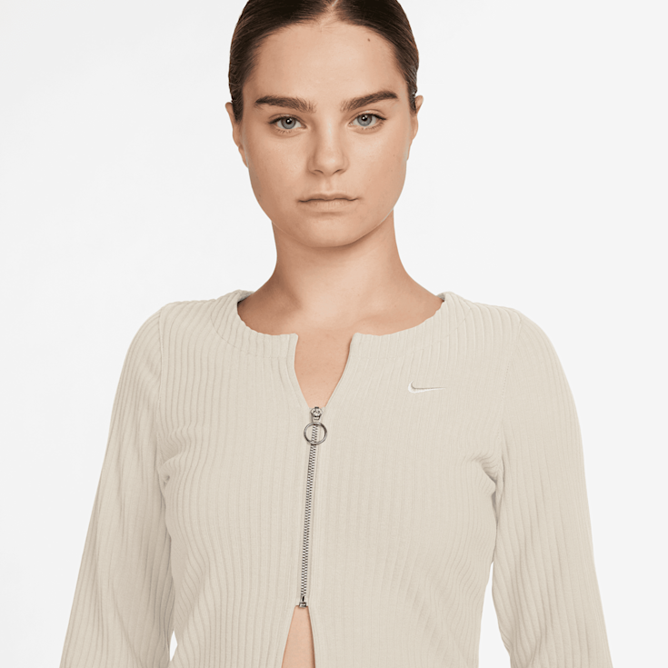 Nike Sportswear Chill Knit Rib Full-Zip Cardigan beige (FN3682-104 - Main Image