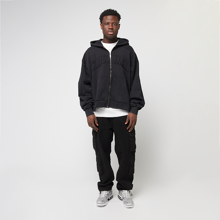 KARL KANI◆カールカナイ フーディ College Heavy Crop [Black] Karl Kani College Heavy Crop Zip Hoodie noir (KM251-024-3)