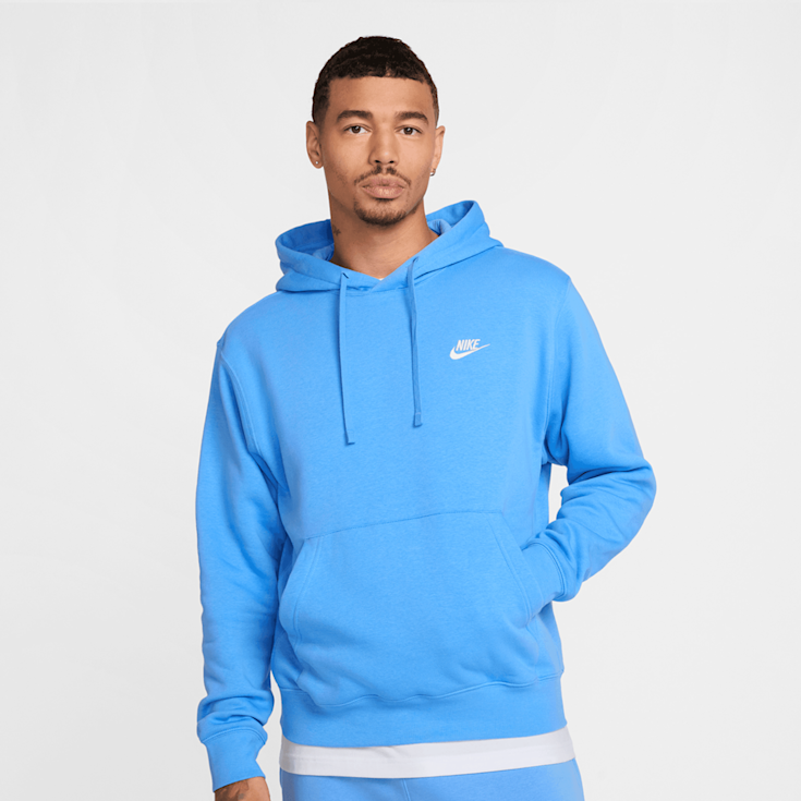 Pullover Hoodie Sudadera Basica Nike Sin Capucha Nike Sportswear Club  Fleece Hoodie Azul (BV2654-412)