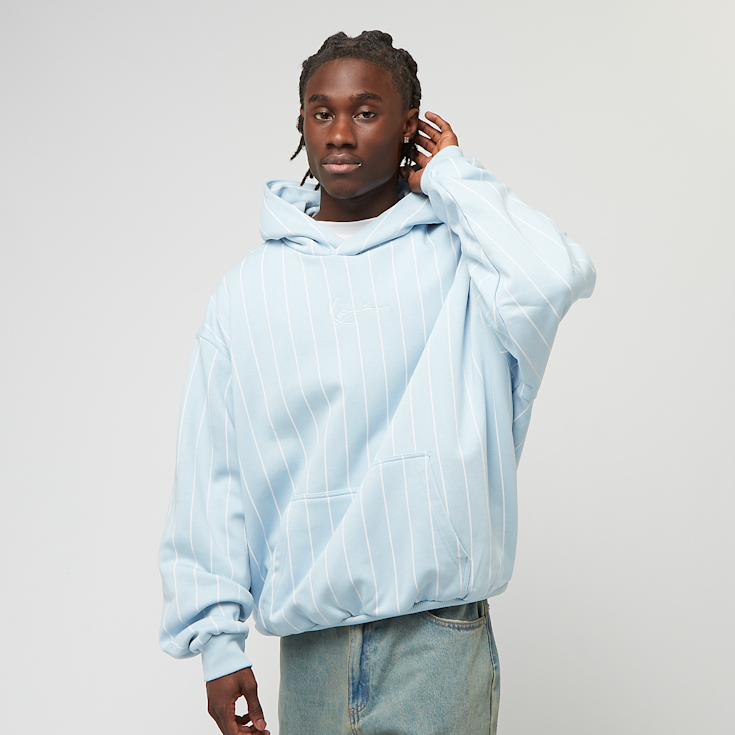 KARL KANI◆Signature Logo Pinstripe Oversized Hoodie [Blue] Karl Kani Signature Logo Pinstripe Oversized Hoodie bleu