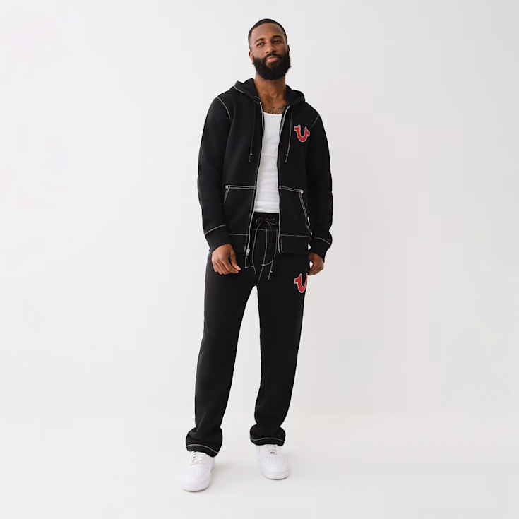 True Religion Big T Cross Stitch Zip Hoodie schwarz (108796-1001