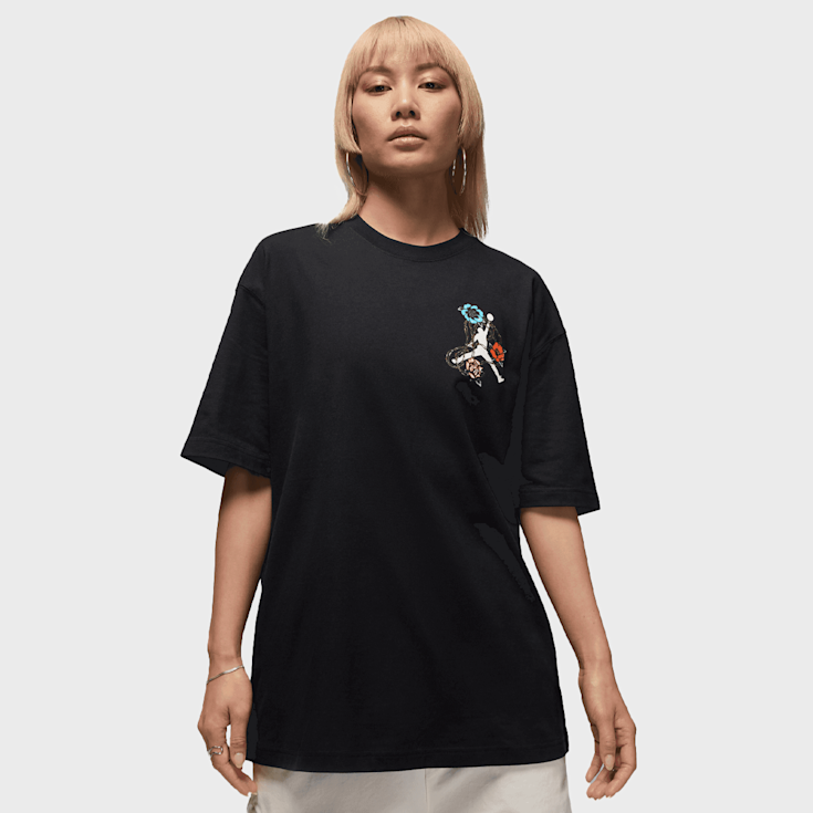 Jordan Flight Oversized Graphic Floral Twist Shortsleeve Tee zwart
