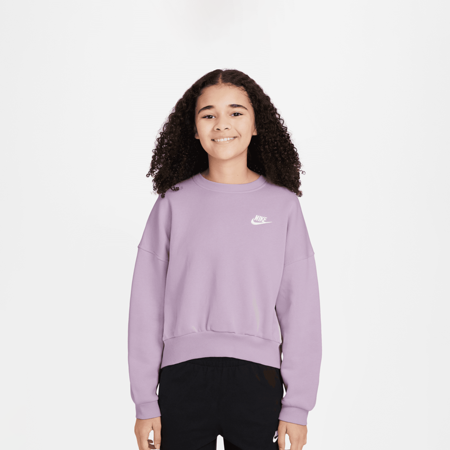 Nike Sportswear Club Fleece Boxy Crew Low Brand Read lila (FZ9244-537)
