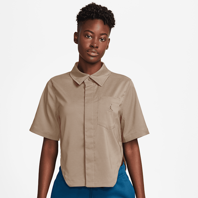 Jordan Crop Short Sleeve Woven Top beige 31092 1