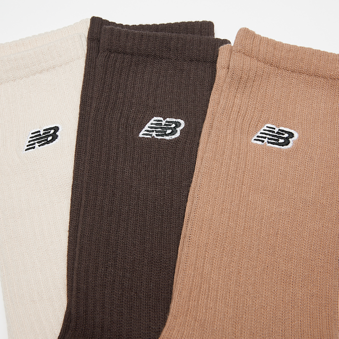 New Balance 3 PACK - Essentials Cushioned Crew Socks- Plack Patch Logo beige 33261 2