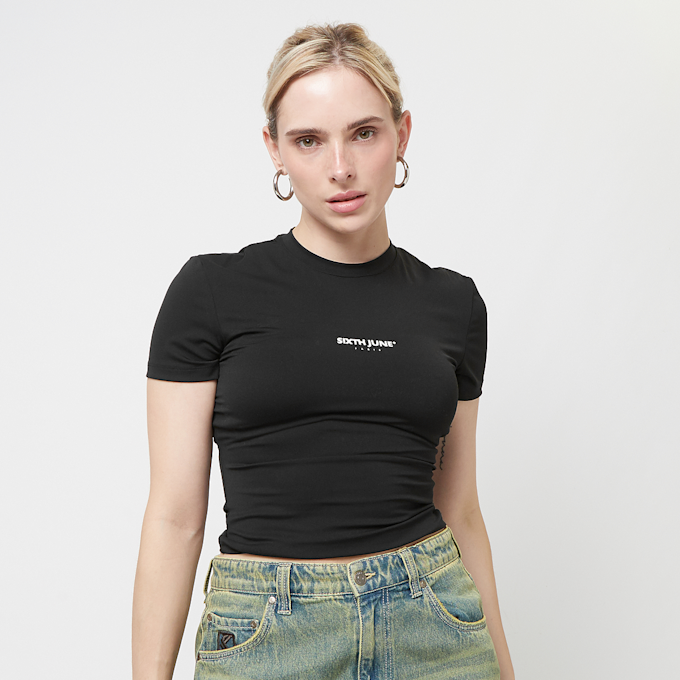 Sixth June Sheathing Short Sleeve Crop Top zwart 33426 1