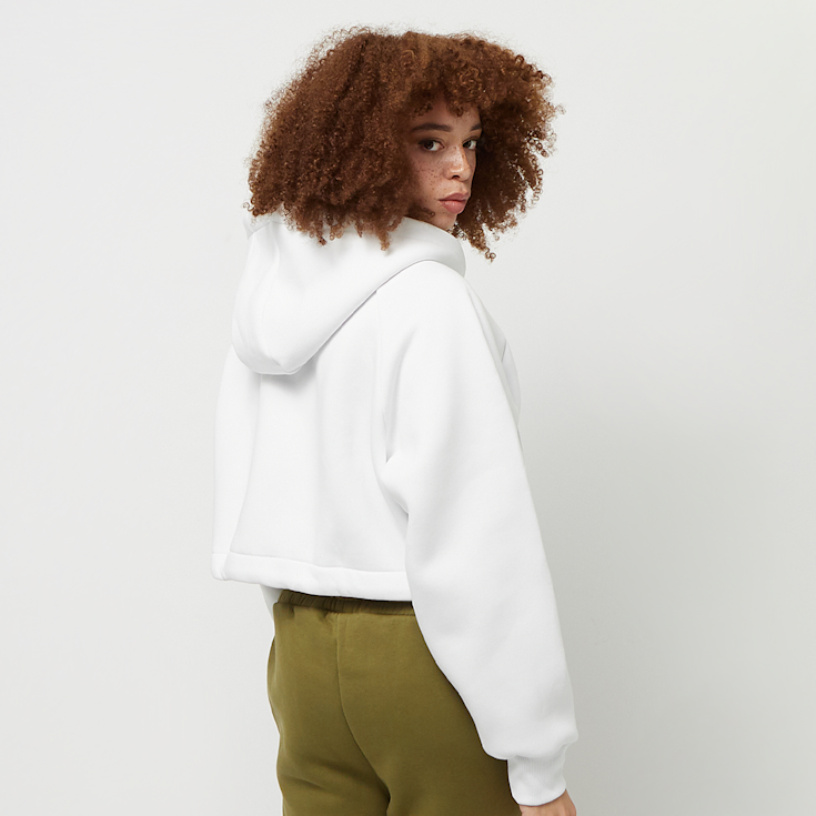 White cropped hoodie zip on sale