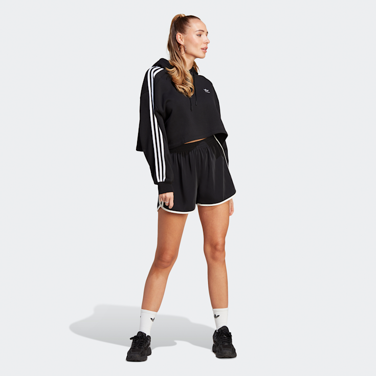 Adidas originals adicolor 3 stripe cropped hoodie cheap
