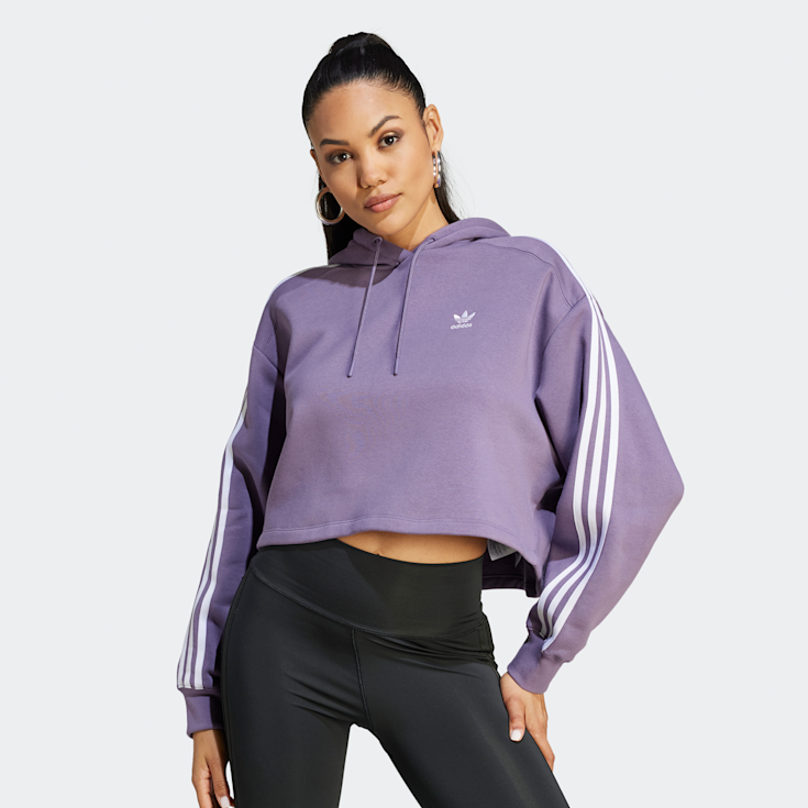 Adidas originals sudadera con capucha striped crop discount