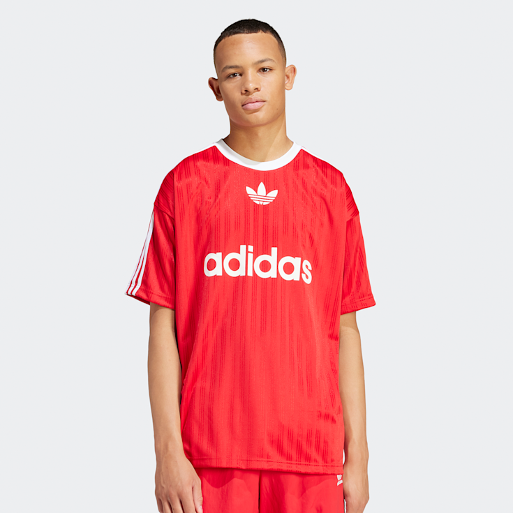 T shirt 3 stripes adidas rouge sale