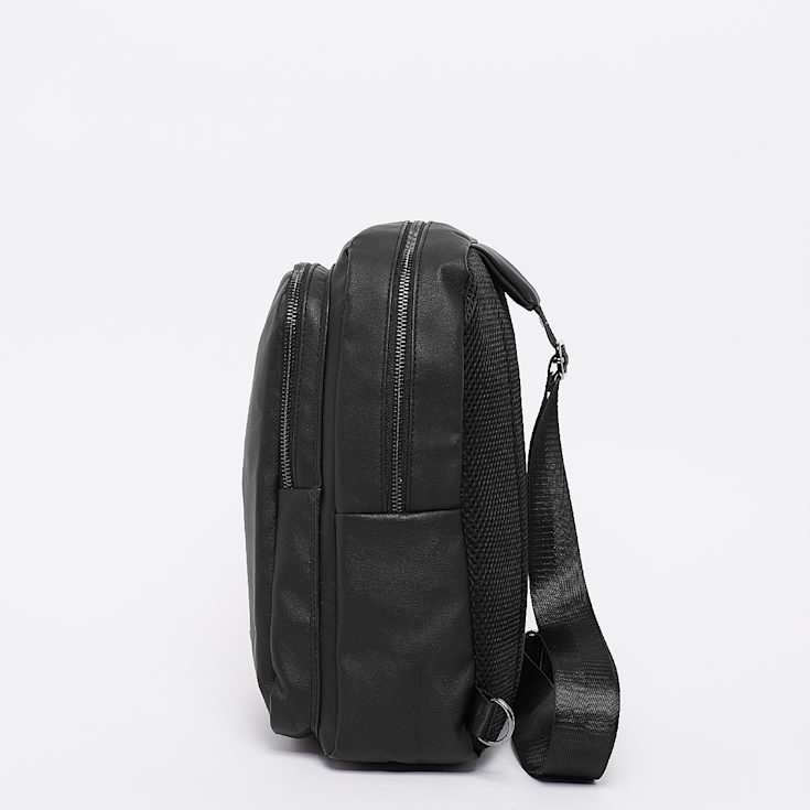 Metal Badge Basic Logo Fake Leather Sling Bag