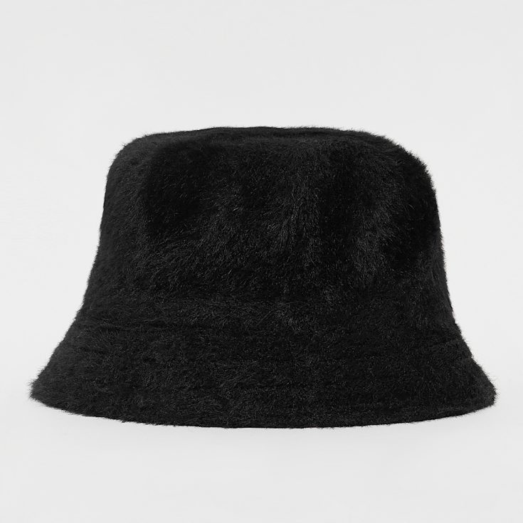 Black fluffy bucket hat cheap