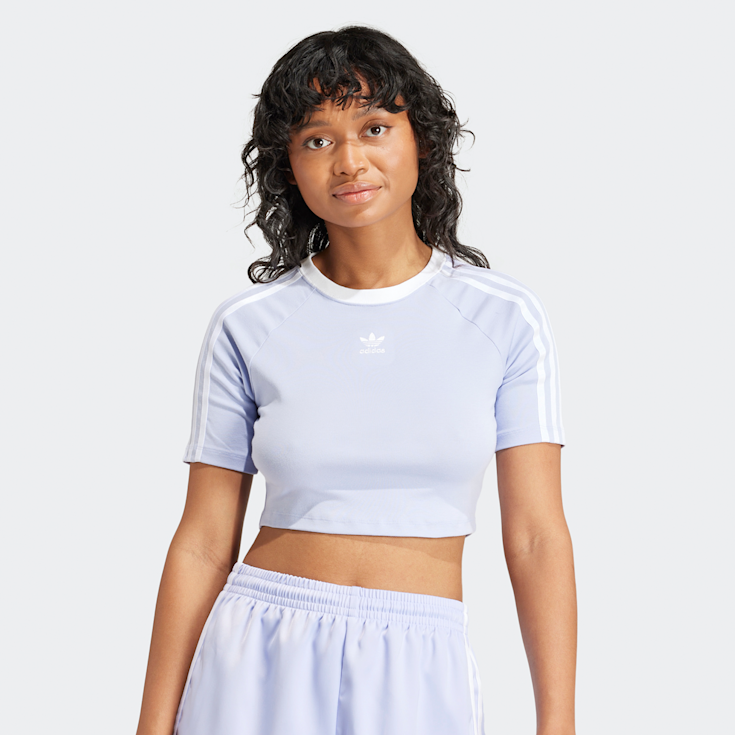 adidas Originals adicolor 3 Streifen Crop T Shirt lila kaufen