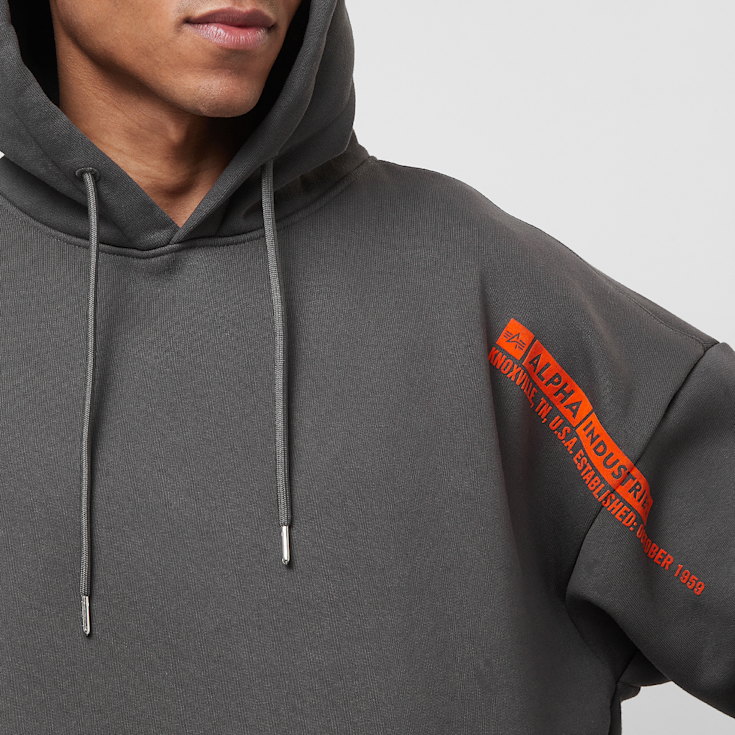 Alpha Industries Flock Logo Hoody grau kaufen SNIPES