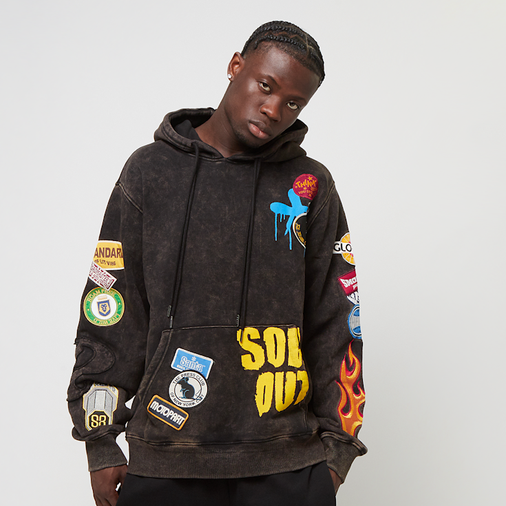 Smoke Rise Multi Emb Patched Enzyme Washed Hoody schwarz kaufen SNIPES