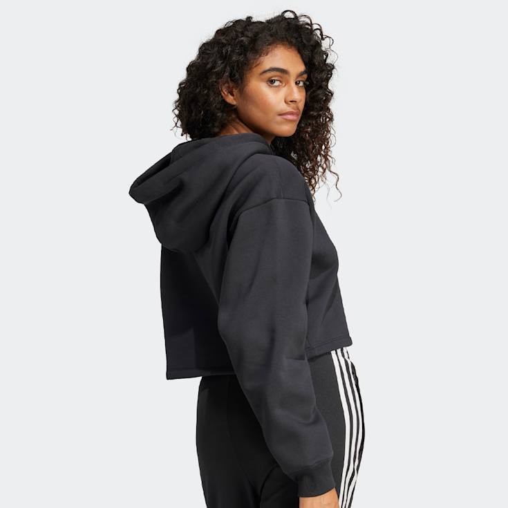 Rhinestone Trefoil Loose Crop Hoodie