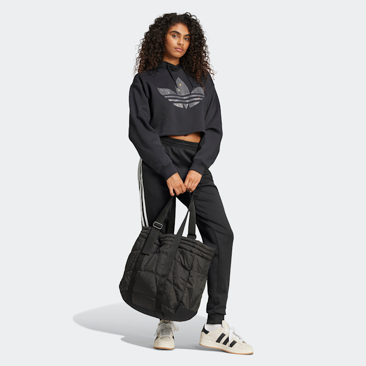 Rhinestone Trefoil Loose Crop Hoodie