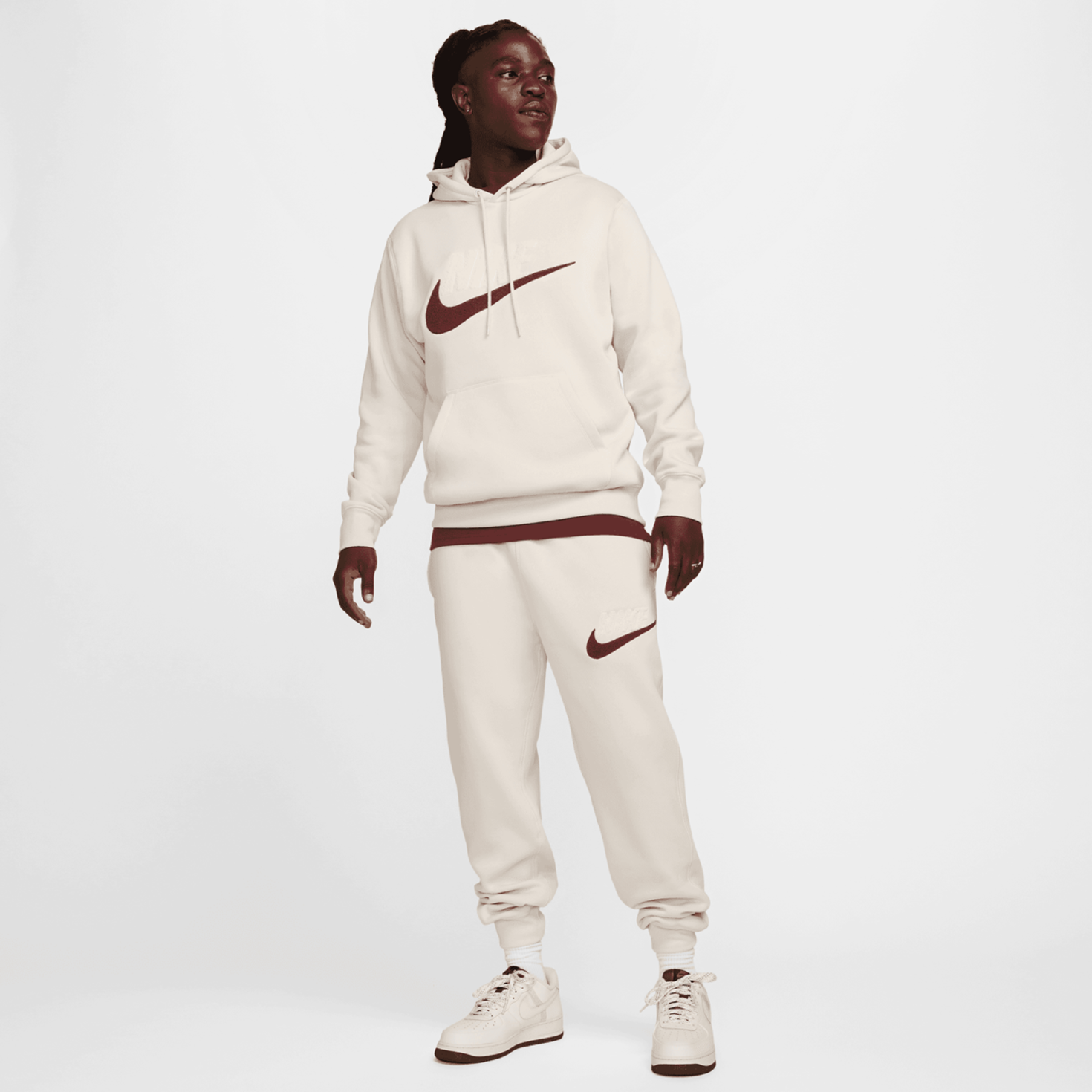 Shop Nike Club Fleece Hoodie beige