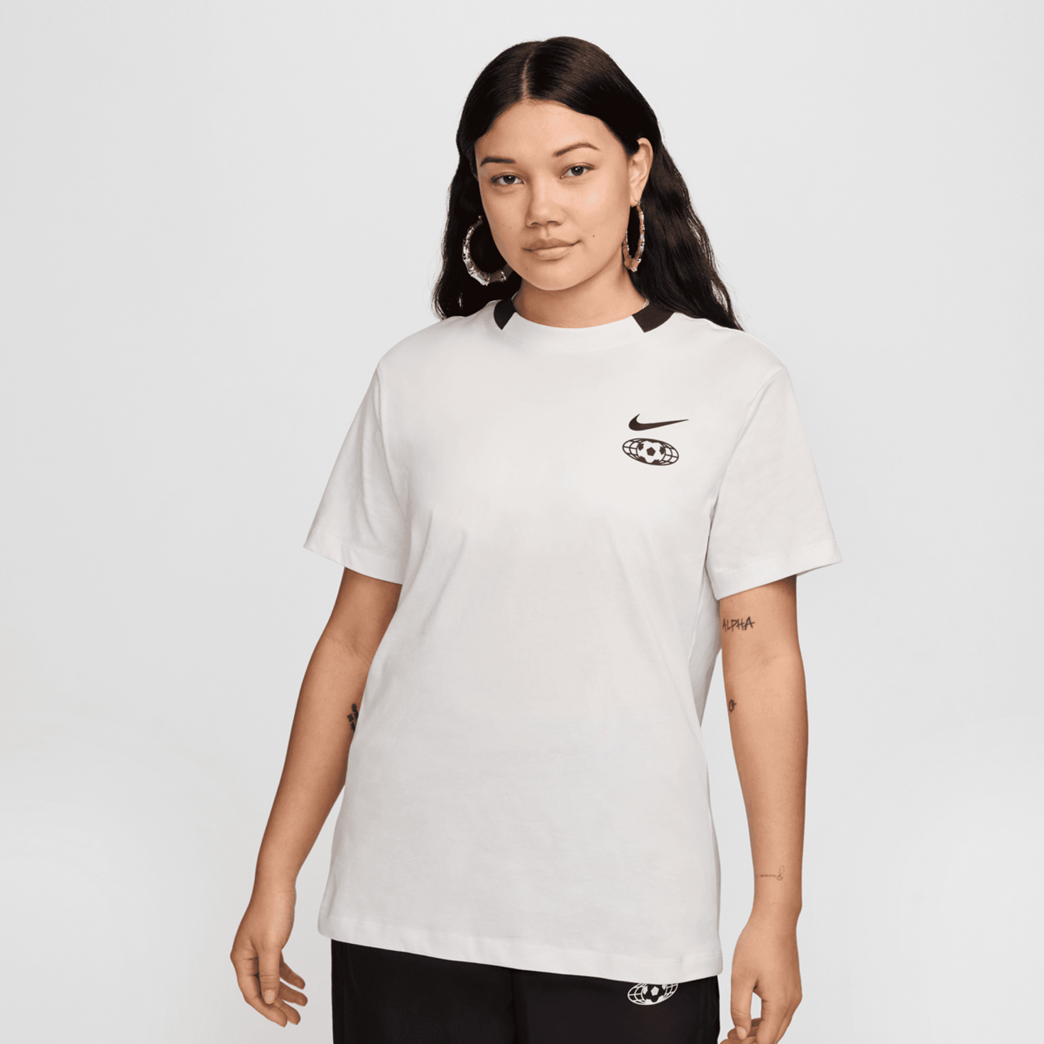 T shirt nike col blanc on sale