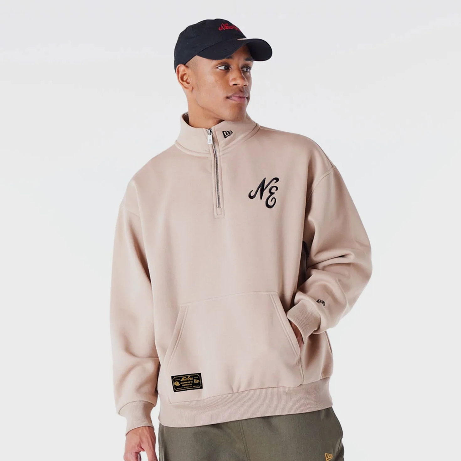 New Era Lifestyle Quarter Zip Sweater beige kaufen