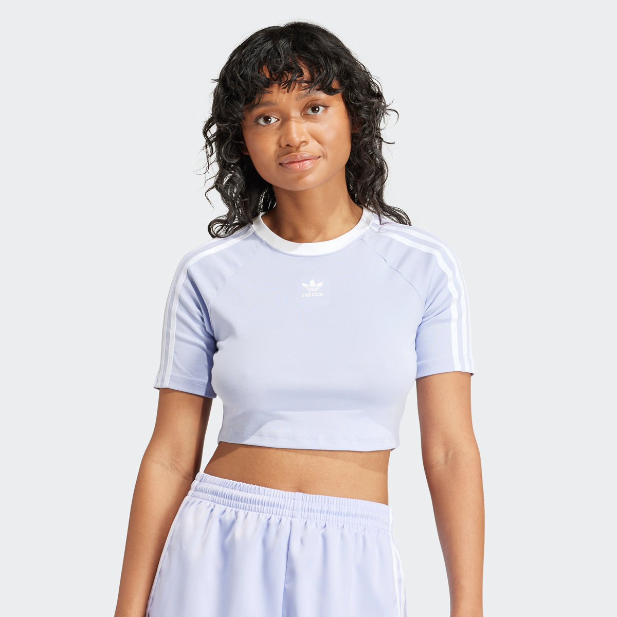 adidas Originals adicolor 3 Streifen Crop T Shirt lila kaufen SNIPES