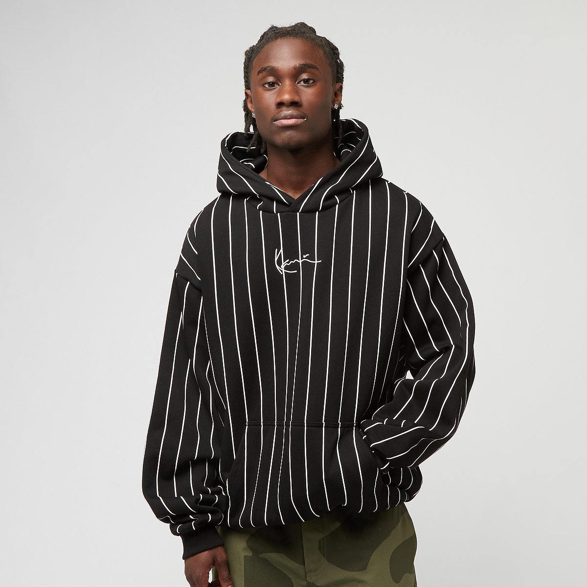 Karl Kani Signature Logo Pinstripe Oversized Hoodie zwart