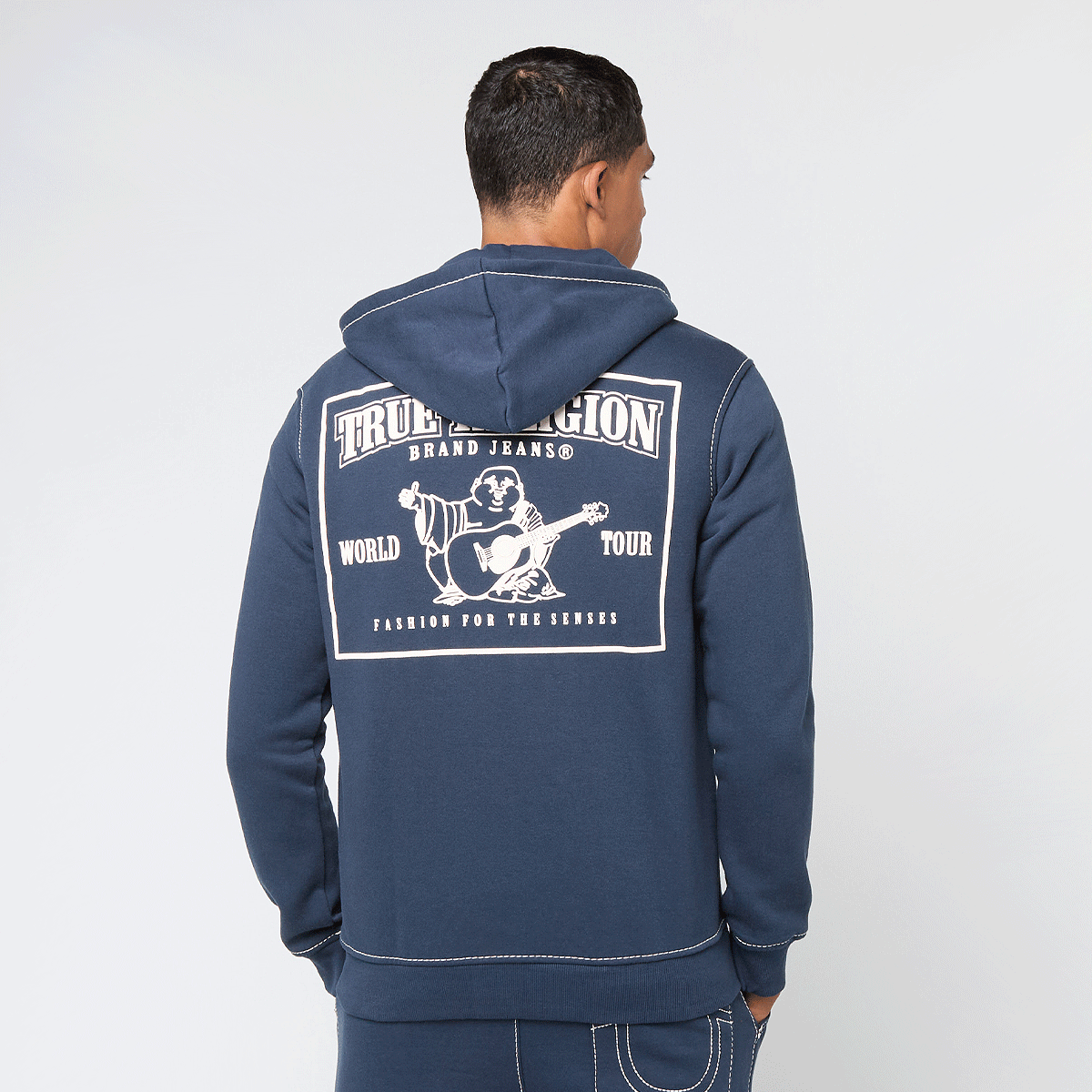True Religion Big T Zip Up Hoodie blauw | 105753-4903 | SNIPES