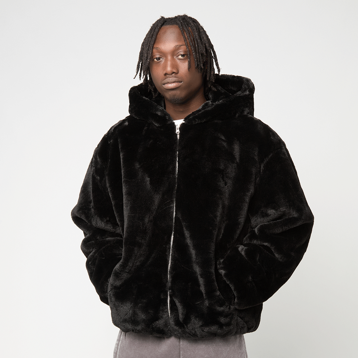 Urban Classics Full Zip Faux Fur Hoodie zwart | TB7932-00007 | SNIPES