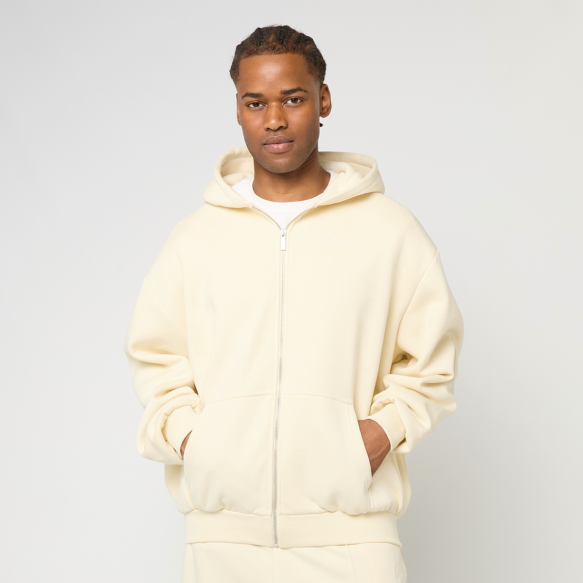 Karl Kani Small Signature Essential Zip Hoodie beige | KM-ZH021